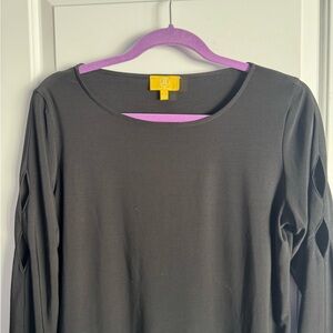 LANGE, 3/4 sleeve/cutouts, blk, like new